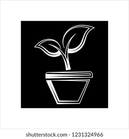 Plant Pot Icon Vector Art Illustration