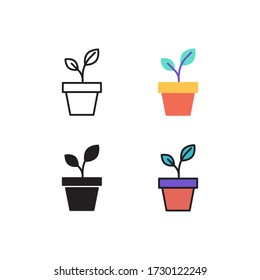 plant pot icon vector with different style design. isolated on white background