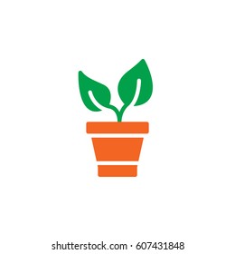 Plant in the pot icon vector, filled flat sign, solid colorful pictogram isolated on white. Sprout symbol, logo illustration. Pixel perfect