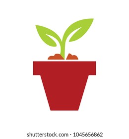 Plant Pot Icon, Vector Flower Plant, Gardening Illustration