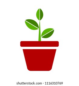 Plant Pot Icon, Vector Flower Plant, Gardening Illustration