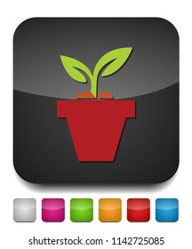 plant pot icon, vector flower plant, gardening illustration