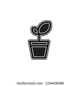plant pot icon, vector flower plant, gardening illustration