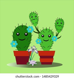 plant pot icon, vector flower plant, gardening illustration with green background