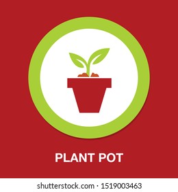 plant pot icon, vector flower plant, gardening illustration