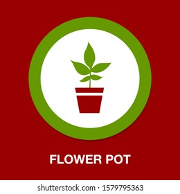 Plant Pot Icon, Vector Flower Plant, Gardening Illustration