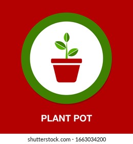 Plant Pot Icon, Vector Flower Plant, Gardening Illustration