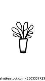 Pflanze ein Topfsymbol ein. Vektorgrafik. Einzeln auf weißem Hintergrund.