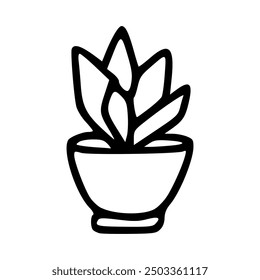 Plant Pot Icon Vector. Outline Plant Pot Sign. Isolated Contour Symbol Illustration