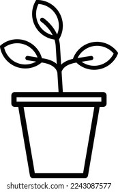 Plant in the pot icon vector sign, isolated on white. Sprout symbol