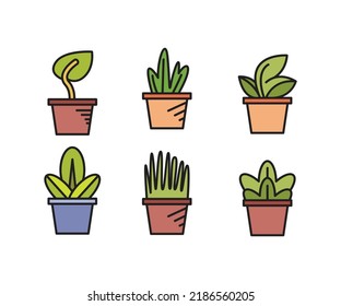 plant pot icons set vector illustration