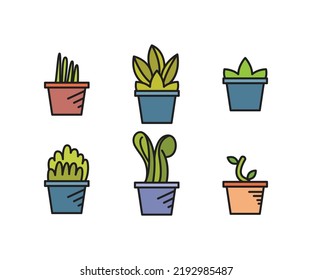 plant pot icons set vector illustration