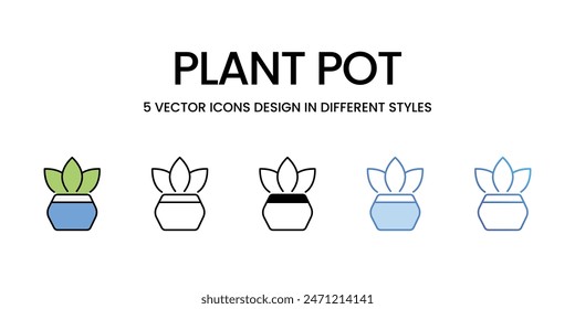 Iconos de maceta de planta conjunto de Vector ilustración de stock.