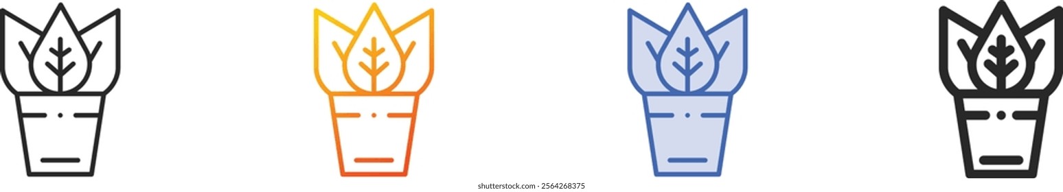 plant pot icon.Thin Linear, Gradient, Blue Stroke and bold Style Design Isolated On White Background