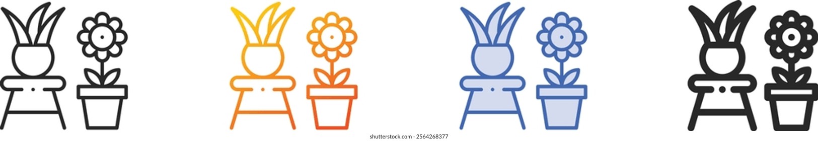 plant pot icon.Thin Linear, Gradient, Blue Stroke and bold Style Design Isolated On White Background