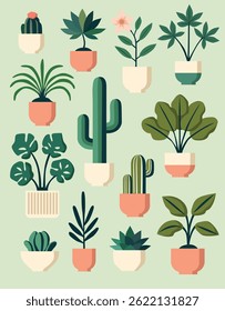 plant in a pot illustration set