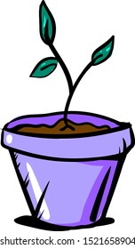 Plant in pot, illustration, vector on white background.