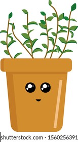 Planta en la olla, ilustración, vector sobre fondo blanco.