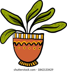 Planta en olla, ilustración, vector sobre fondo blanco