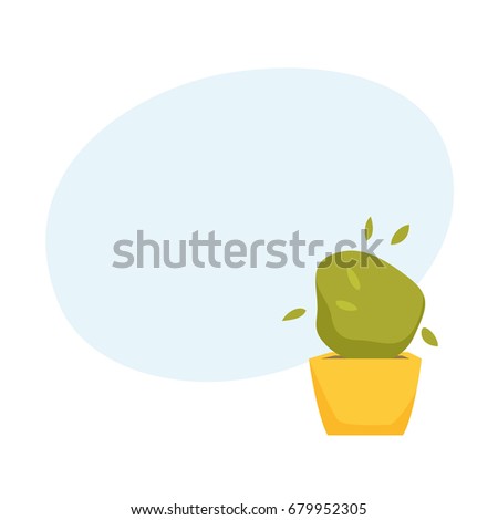 Plant in a pot. Interior home and office houseplant cartoon vector illustration. Flower growth and gardening.