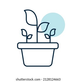 Planta en el icono de vector aislado de la olla. Símbolo gráfico para agricultura, jardín y plantas sitio web y diseño de aplicaciones, logotipo, aplicación, interfaz de usuario