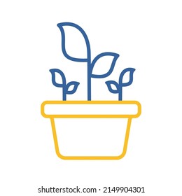 Plant in the pot isolated vector icon. Graph symbol for agriculture, garden and plants web site and apps design, logo, app, UI