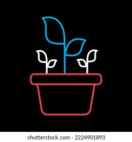 Pflanzen Sie in den Topf einzeln auf schwarzem Hintergrund Symbol. Graph Symbol für Landwirtschaft, Garten und Pflanzen Website und Design, Logo, App, UI