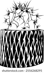 Plant in a pot line art. Flat isolated  hand drawn home plants. Minimalist style vector illustration