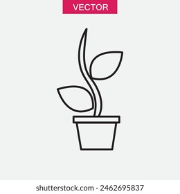 Plant in the pot line icon. Sprout symbol flat simple illustration on white background..eps