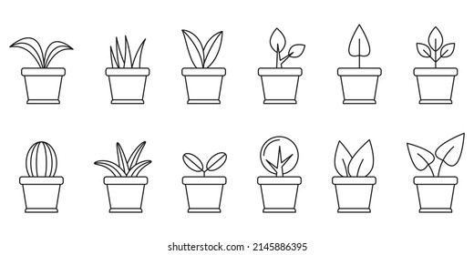 Plant pot line icon, vector illustration.