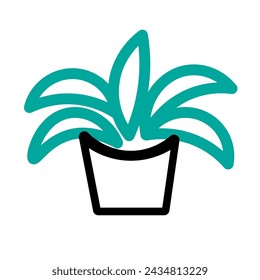 plant in a pot in linear style in vector. simple geometric greenery image for landscape background advertising poster design