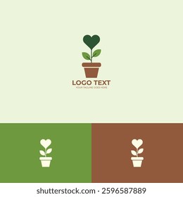 Plant pot logo design template