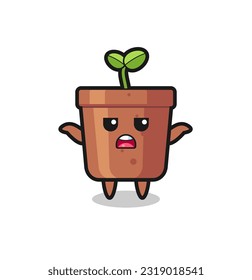 plant pot mascot character saying I do not know , cute style design for t shirt, sticker, logo element