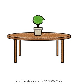 Plant pot on table scribble