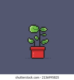 planta en la olla con estilo de píxel