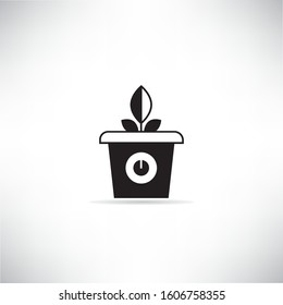 plant pot and smart sensor for smart farm concept icon