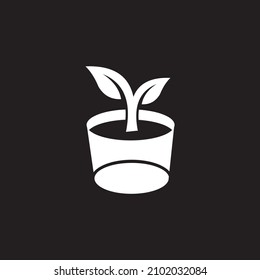 Plant In Pot With Some Leaves For Logo Design Stock Illustration