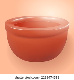 plant pot terracotta modern minimal design 3D vector illustration 