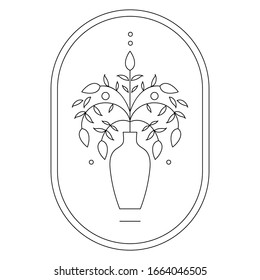 Plant in the pot. Thin line icon.
