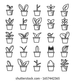 plant in pot and tree icons 