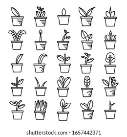 plant in pot and tree icons 