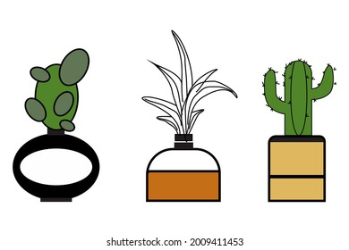 Vector de ilustraciones de árboles y ollas