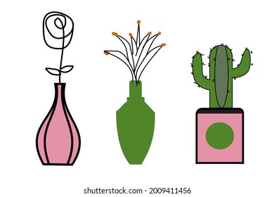 Vector de ilustraciones de árboles y ollas