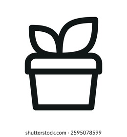 Plant pot UI icon, potted plant simple line user interface vector symbol