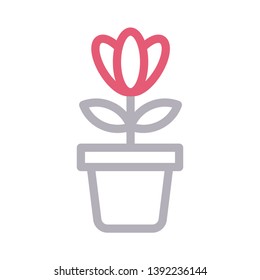 plant pot vector color line icon