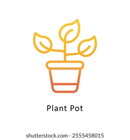 Plant Pot Vector Gradient Outline Icon. Eps file 10