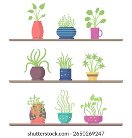 Plant pot vector. Hand holding potted flower with green leaves and sprout. Flat cartoon icon for gardening, eco care and nature protection. Isolated illustration symbol of growth, love and life.

