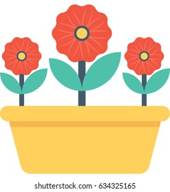 Plant Pot Vector Icon 