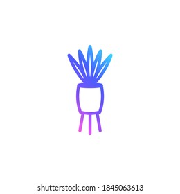 Plant pot vector icon in bright color gradient. Mother-in-law's tongue in a pot isolated on white background. Trendy line art in blue, violet and pink.