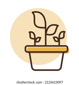 Plantar en el icono del vector de la olla. Símbolo gráfico para agricultura, jardín y plantas sitio web y diseño de aplicaciones, logotipo, aplicación, interfaz de usuario